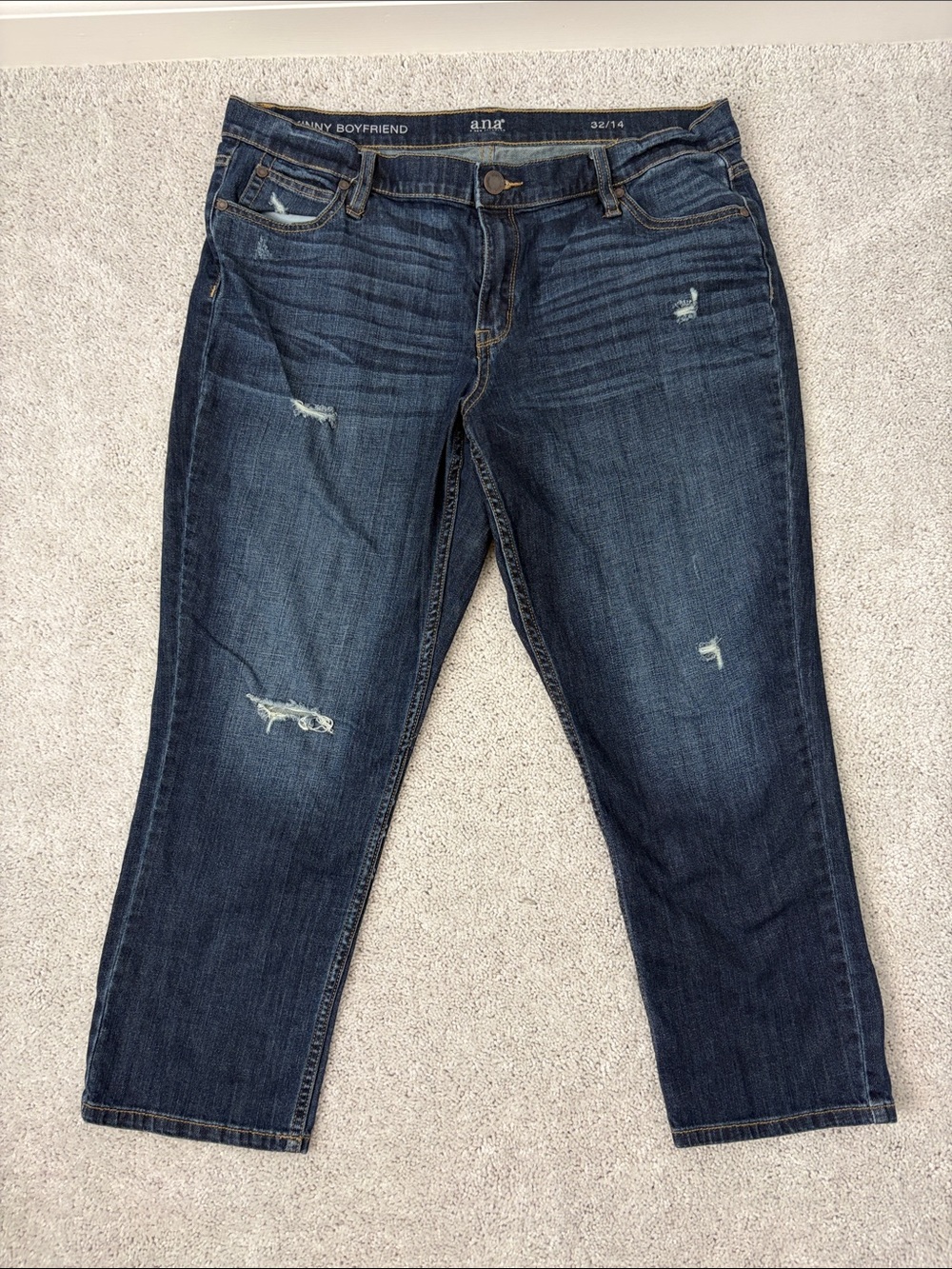 a.n.a Dark Wash Distressed Boyfriend Jeans